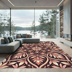 Rose Gold Floral Scrollwork Mandala Rug
