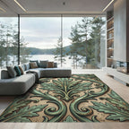 Verdant Acanthus Swirl Leaf Rug