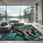 Tropical Tiger Amongst Lush Foliage Rug
