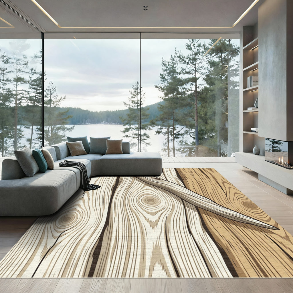 Natural Weathered Wood Grain Plank Rug