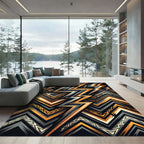 Bold Orange Gray Lightning Zigzag Rug