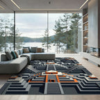 Monochromatic Aztec Temple Steps Rug