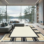 Modern Gray Tan Abstract Stripe Rug