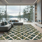 Cream Lattice White Blossom Vines Rug