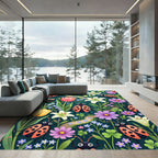 Whimsical Ladybugs and Blooming Garden Rug
