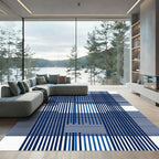 Classic Blue Plaid Stripe Rug