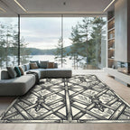Neutral Bamboo Arch Lattice Garden Rug