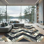 Modern Chevron Foliage Earthy Tones Rug