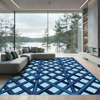 Geometric Navy Blue Crisscross Trellis Rug