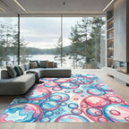 Ethereal Pink and Blue Bubble Art Rug
