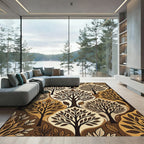 Earthy Brown Trees Abstract Organic Rug