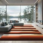 Earthy Terracotta Sunset Gradient Striped Area Rug