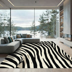 Bold Black Cream Zebra Strips Rug