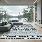 Monochrome Geometric Dot Dash Rug