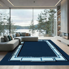 Deep Blue Rectangular Frame Rug