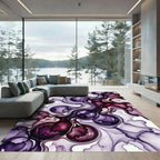 Abstract Plum Ink Flow Swirl Rug