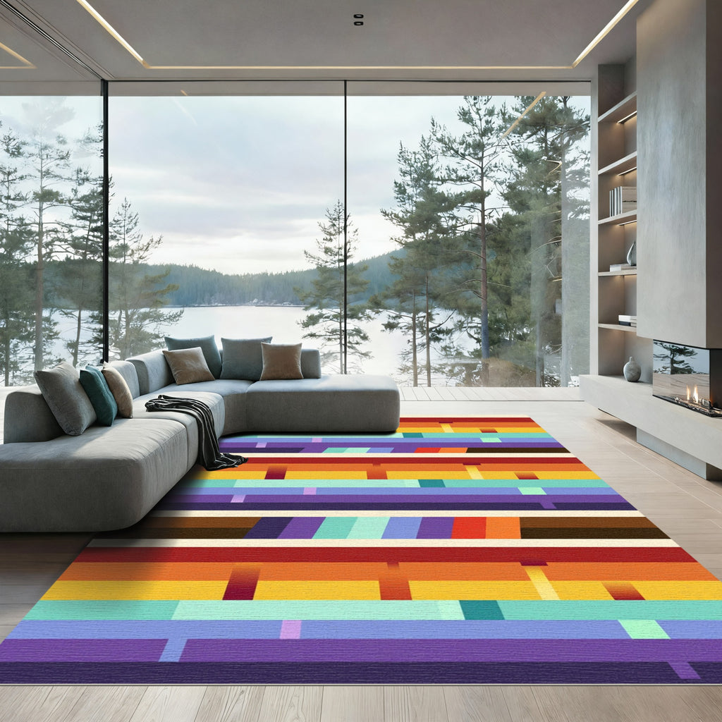 Gradient Abstract Rectangles With Color Blocks Rug