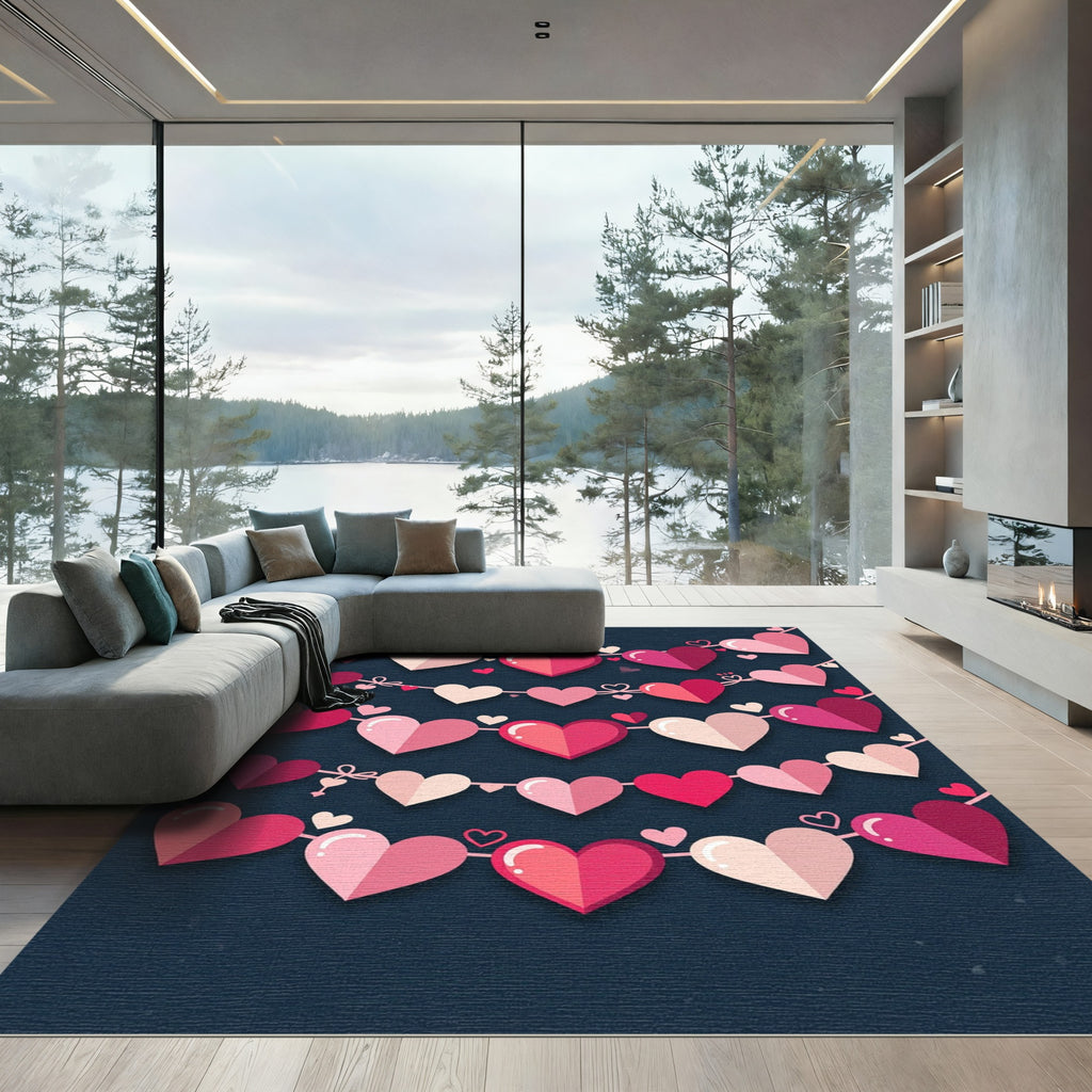 Pink Heart Garland Collage Rug