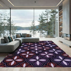 Deep Purple Geometric Quatrefoil Mosaic Rug