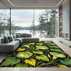 Lush Green Botanical Morning Glory Garden Rug