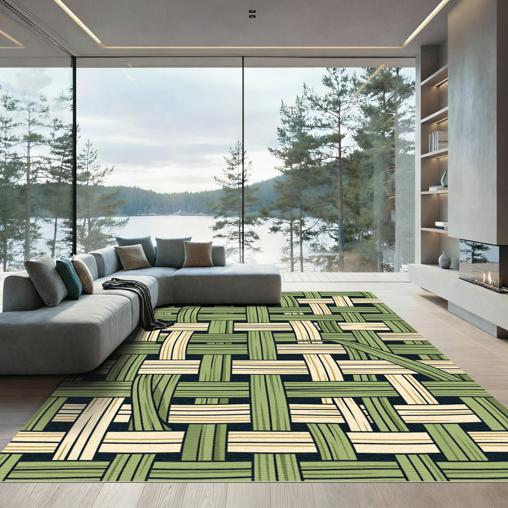 Woven Sage And Cream Texture Rug
