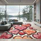 Whimsical Blushing Heart Collage Rug