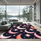 Celestial Pink Moon Star Night Rug