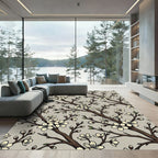 Elegant Cherry Blossom Branch Neutral Rug