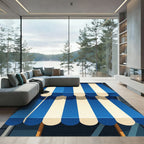 Classic Blue and Cream Cabana Stripe Rug