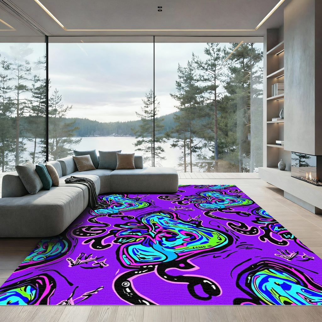 Trippy Psychedelic Purple Swirl Heart Rug