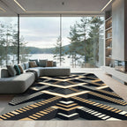 Monochromatic Geometric Isometric Staircase Structure Rug