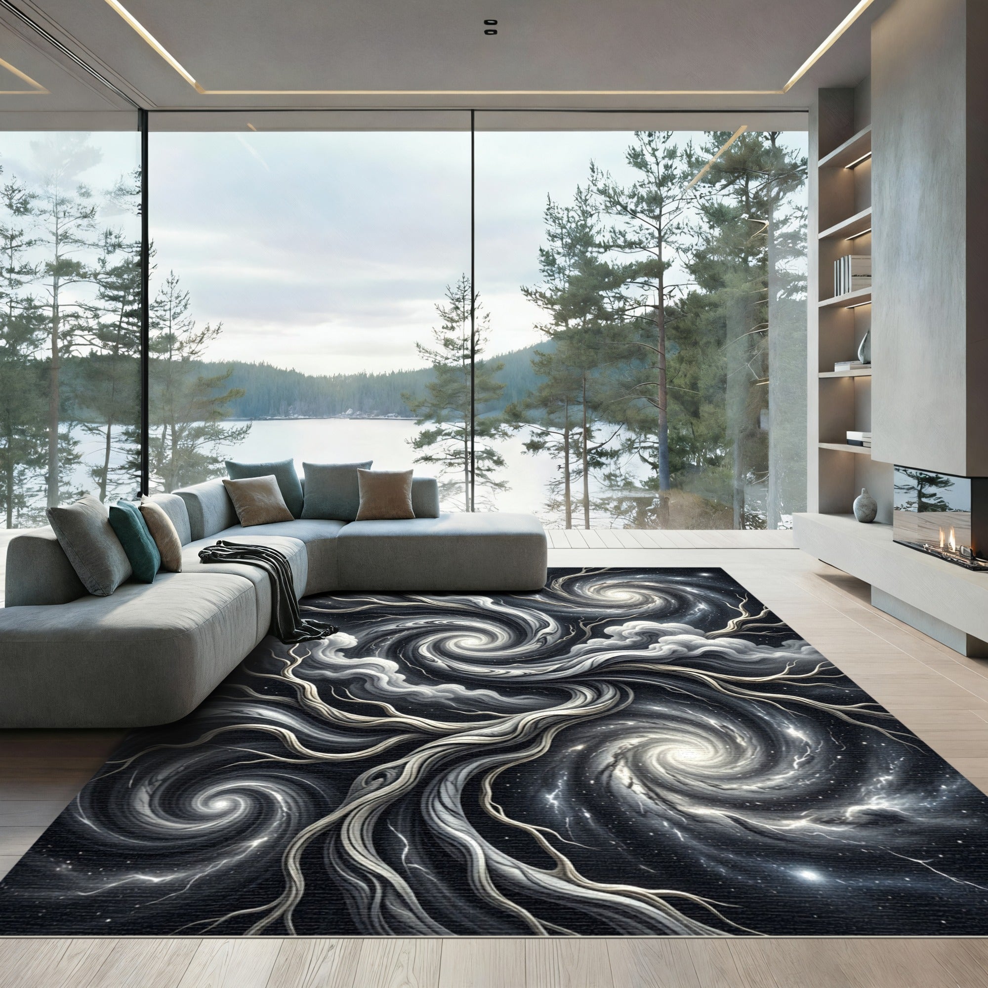 Cosmic Swirl Galaxy Branch Rug