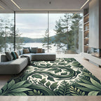 Lush Emerald Botanical Vine Scroll Rug