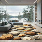 Neutral Earthy Tone Scattered Pebble Rug