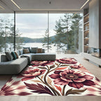 Magnificent Burgundy Bloom Botanical Medallions Rug
