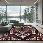 Regal Cream and Crimson Shell Medallion Rug