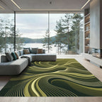 Golden Abstract Flowing Ribbon Rug