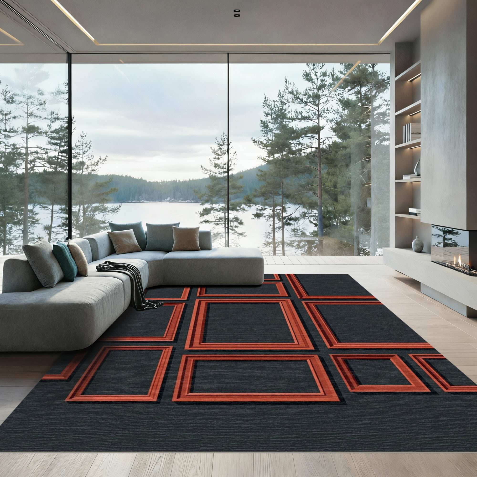 Terracotta Modern Geometric Array Rug