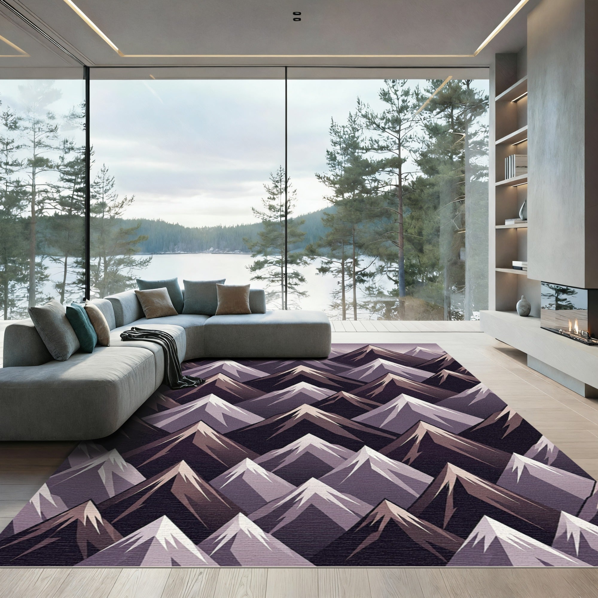 Geometric Alpine Mountain Peak Rug