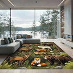 Enchanted Woodland Forest Wildlife Scene Rug