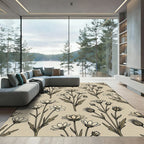 Vintage Floral Meadow Outline Rug