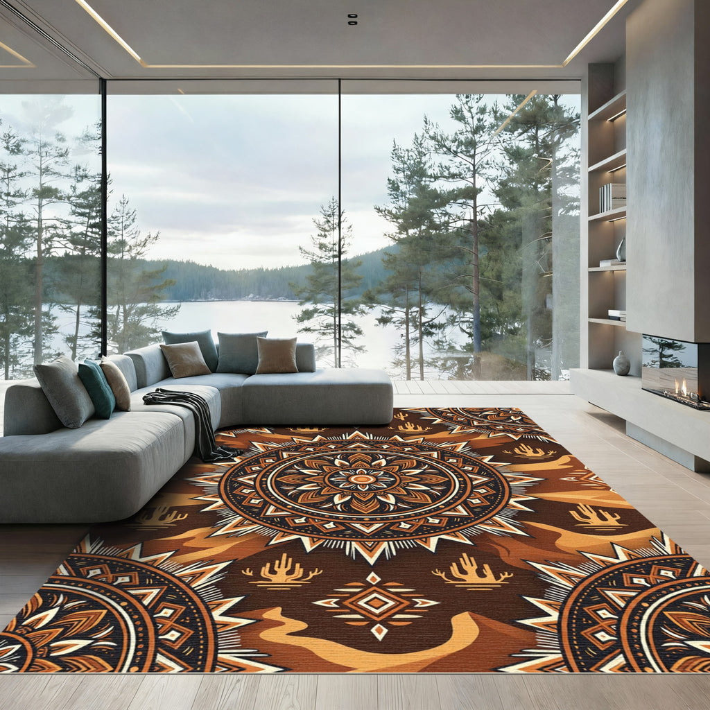 Earthy Desert Mandala Sacred Geo Rug