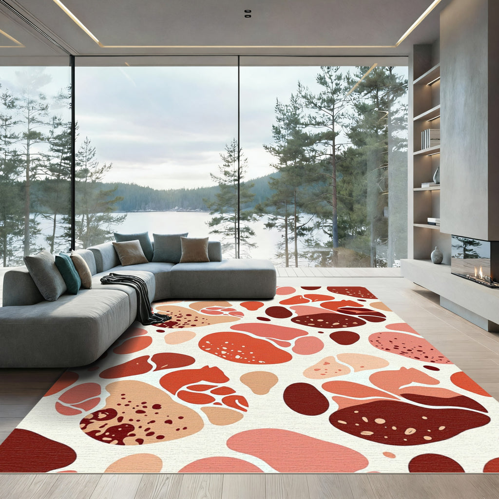 Terracotta Abstract Organic Forms Rug