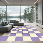 Lilac Cream 3D Cubes Mosaic Rug
