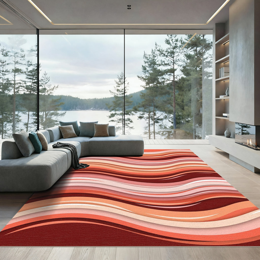 Coral Waves Ombre Composition Rug