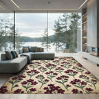 Maroon Floral Botanical Branches Rug