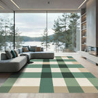Sage Green Plaid Geometric Grid Rug