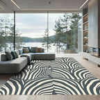 Graphic Monochrome Zebra Stripe Abstract Rug