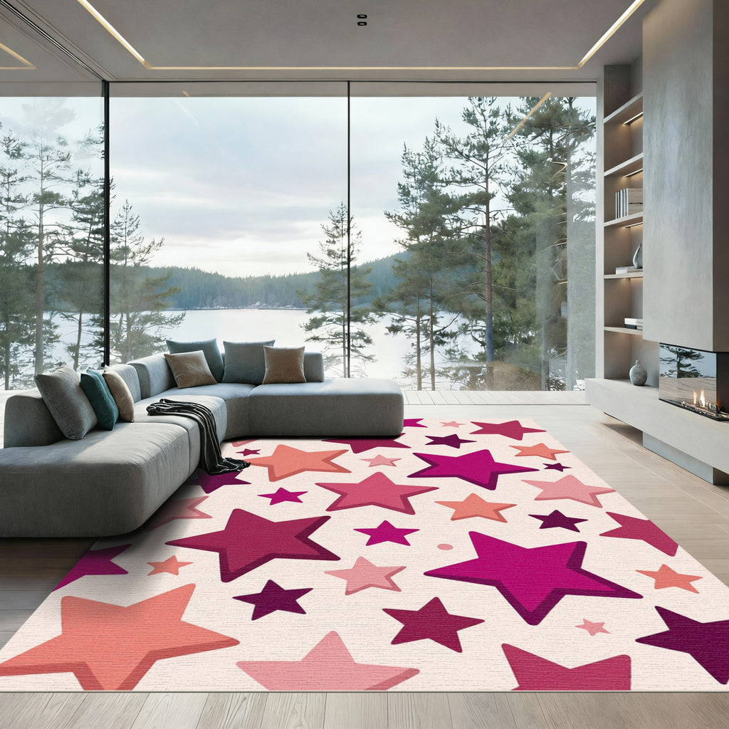 Pink Hues Scattered Starburst Rug