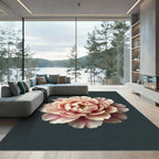 Ornate Pink Peony Blossom Rug